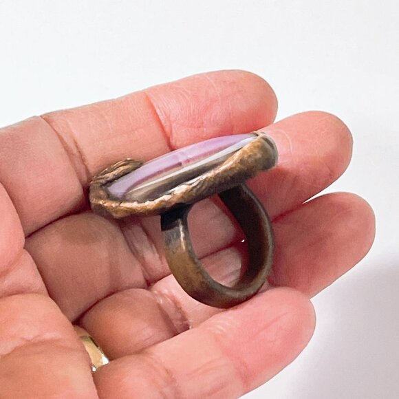 Handcrafted Copper Ring With Purple Agate Stone size 9.5 - Picture 5 of 8